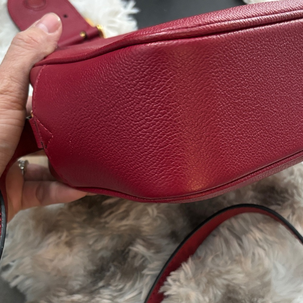 Burberry Burgundy Leather Crossbody with Gold Buckle - Picture 9 of 12